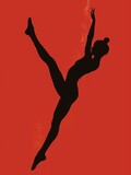 This graphic wallpaper showcases a striking silhouette of a gymnast in action, embodying strength, flexibility, and skill. The dynamic performance inspires fitness and training, making it an ideal
