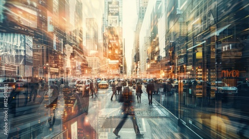A sophisticated background with images of bustling financial districts and trading floors, symbolizing the global interconnectedness of business earnings photo