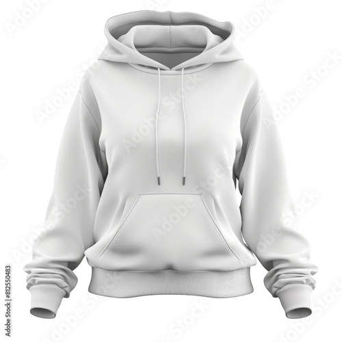 Women white blank hoodie template isolated on white background