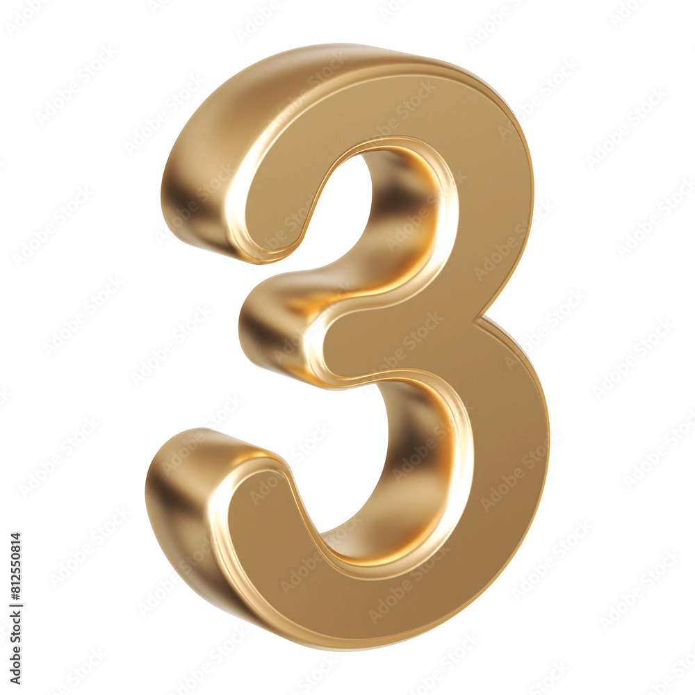 Gold 3D Number 3 Gold 3D Number 3