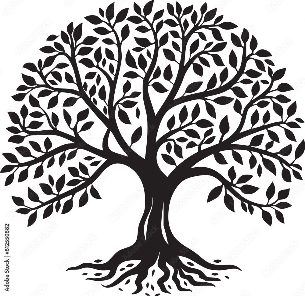 line art nature logo vector design oak tree inside circle, abstract tree logo symbol inside circle line art nature logo vector design oak tree inside circle, abstract tree logo symbol inside circle
