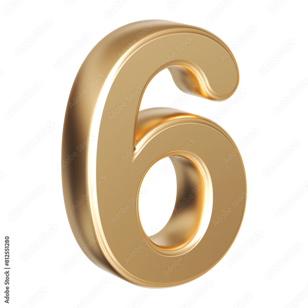 Gold 3D Number 6 Gold 3D Number 6