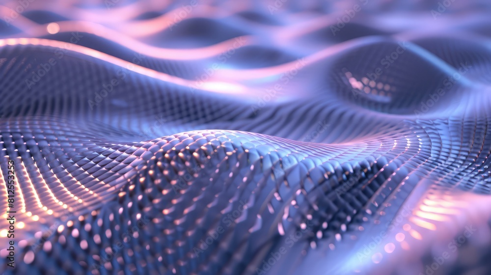 A blue wave with a lot of dots on it ,The dots are in different sizes ...