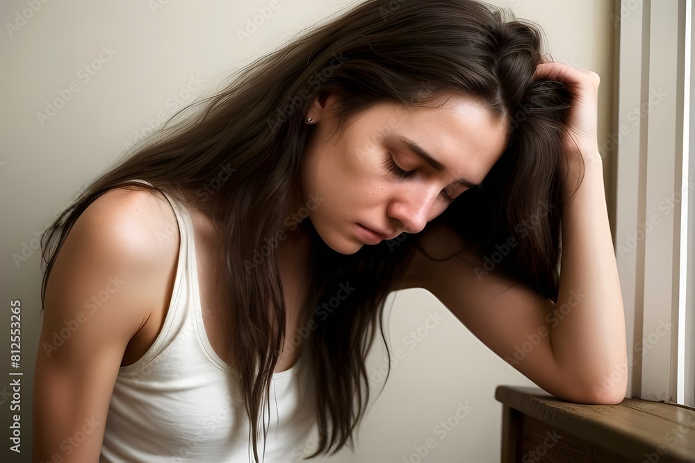 a young woman with depression, mental health decline, abuse, sad, unhappy, in deep thought, alone, isolated a young woman with depression, mental health decline, abuse, sad, unhappy, in deep thought, alone, isolated