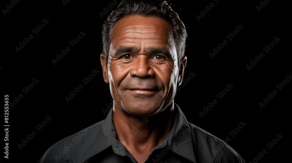 Portrait of indigenous Australian man with black background Portrait of indigenous Australian man with black background