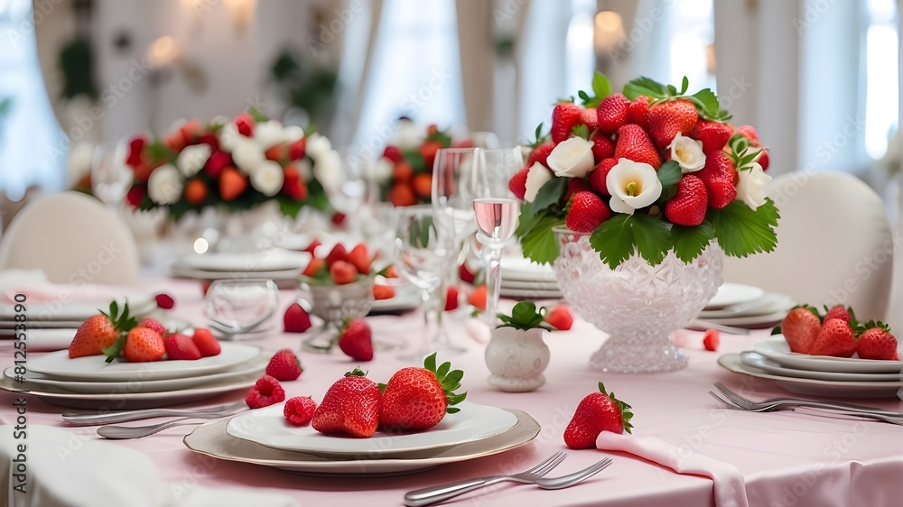 Tablescapes with strawberry decorations for wedding parties and holiday ...