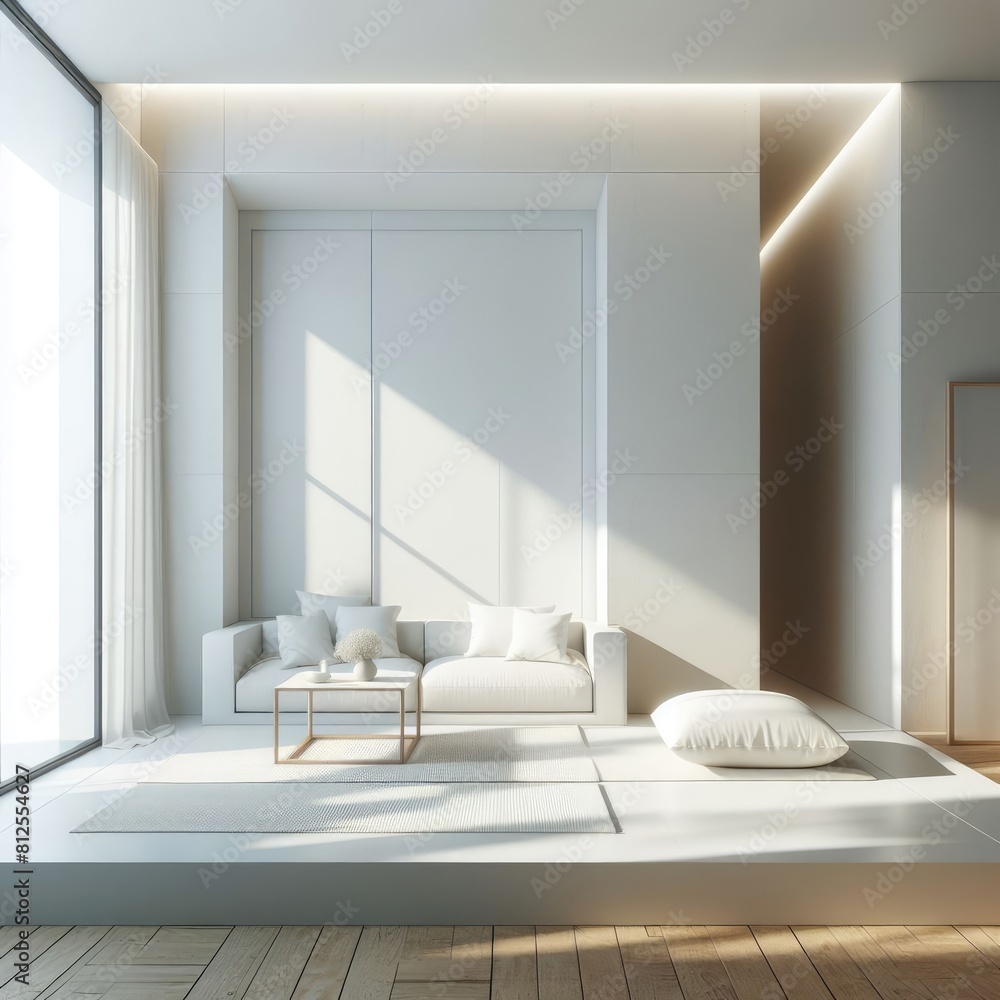 A Room with a template mockup poster empty white and with a large window image realistic attractive card design. A Room with a template mockup poster empty white and with a large window image realistic attractive card design.