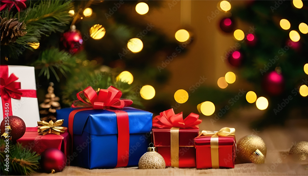 Christmas or New Year background with gift box Christmas or New Year background with gift box