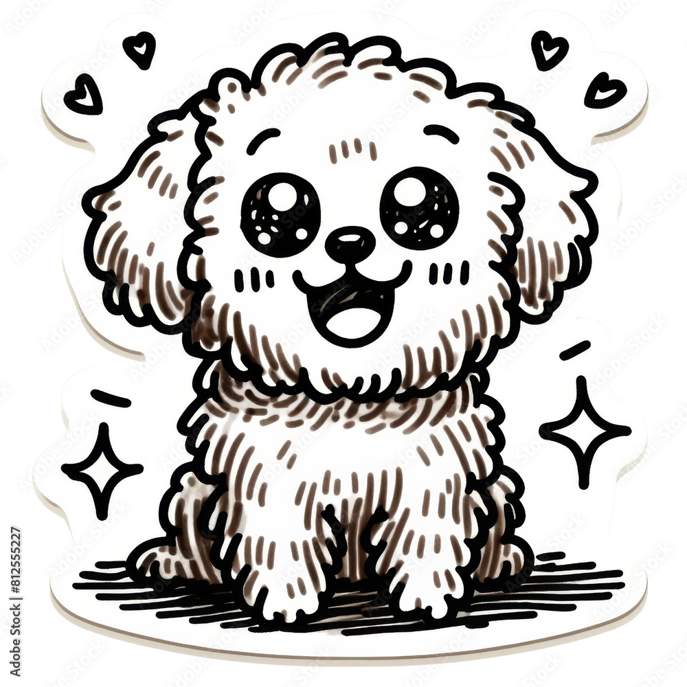 Cute dog doodle sticker, Illustration on a transparent background. Cute dog doodle sticker, Illustration on a transparent background.