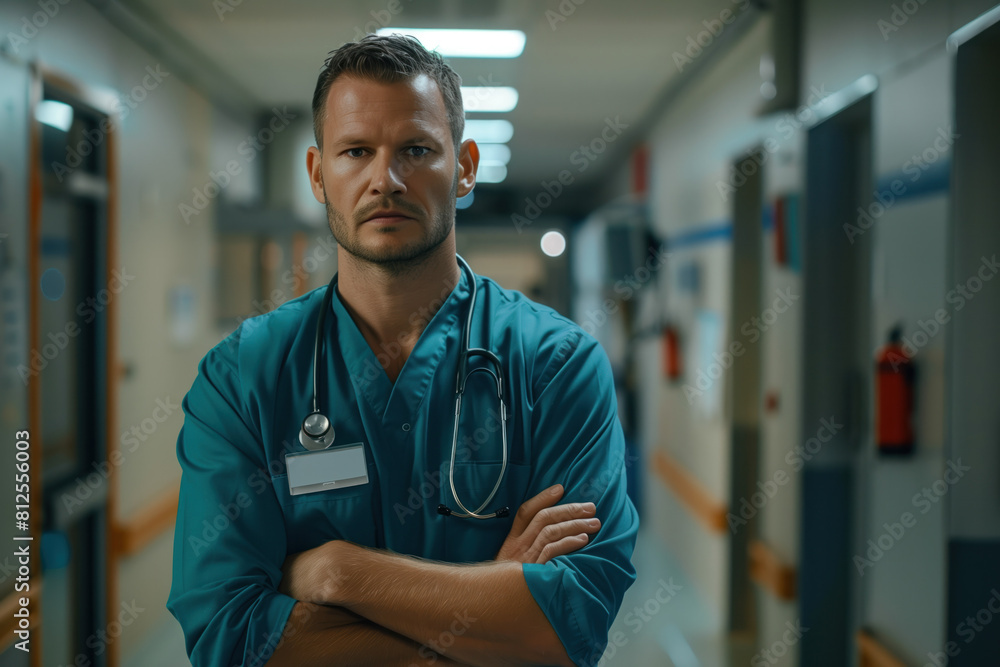 Portrait Photo of a Handsome Male Doctor at the Hospital, Generative AI Portrait Photo of a Handsome Male Doctor at the Hospital, Generative AI
