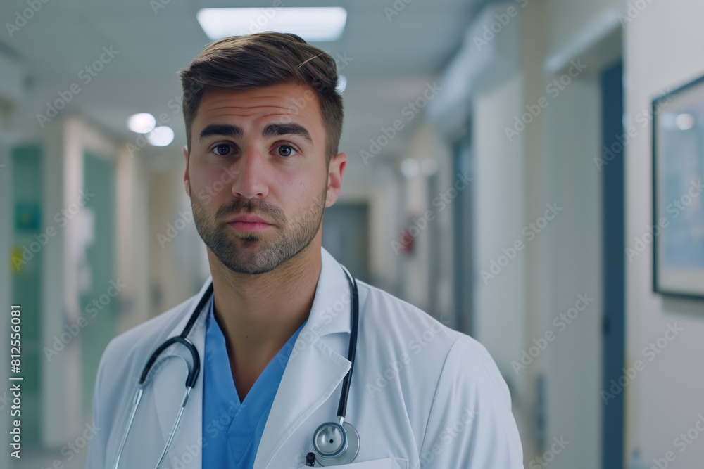 Portrait Photo of a Handsome Male Doctor at the Hospital, Generative AI Portrait Photo of a Handsome Male Doctor at the Hospital, Generative AI