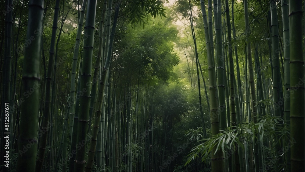Naklejka premium photo of a bamboo forest that looks beautiful and calming made by AI generative
