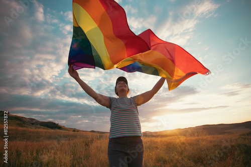Young woman with LGBT flag. © erika8213