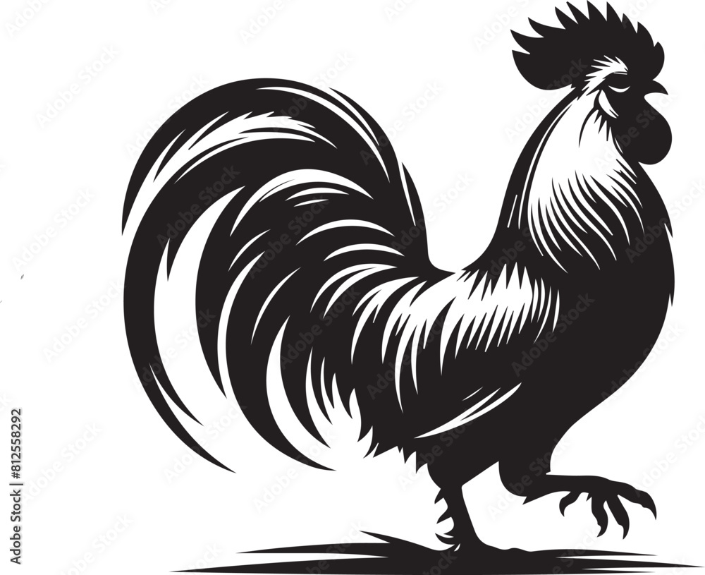 Rooster silhouette icon Vector illustration on white background. Rooster silhouette icon Vector illustration on white background.