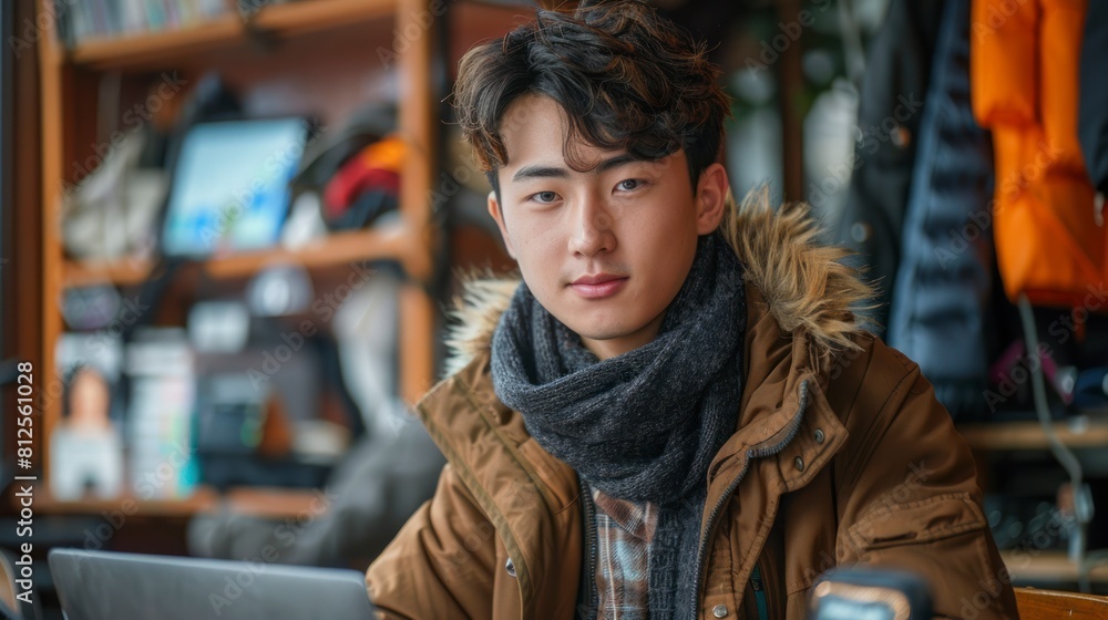 Chinese teen entrepreneur designing a mobile app for online shopping Chinese teen entrepreneur designing a mobile app for online shopping
