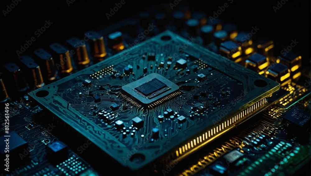 photo of glowing computer processor components made by AI generative photo of glowing computer processor components made by AI generative