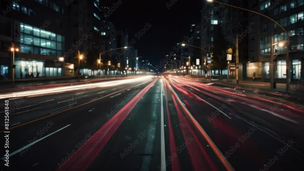 City Street with Light Trails from Traffic at Night City Street with Light Trails from Traffic at Night