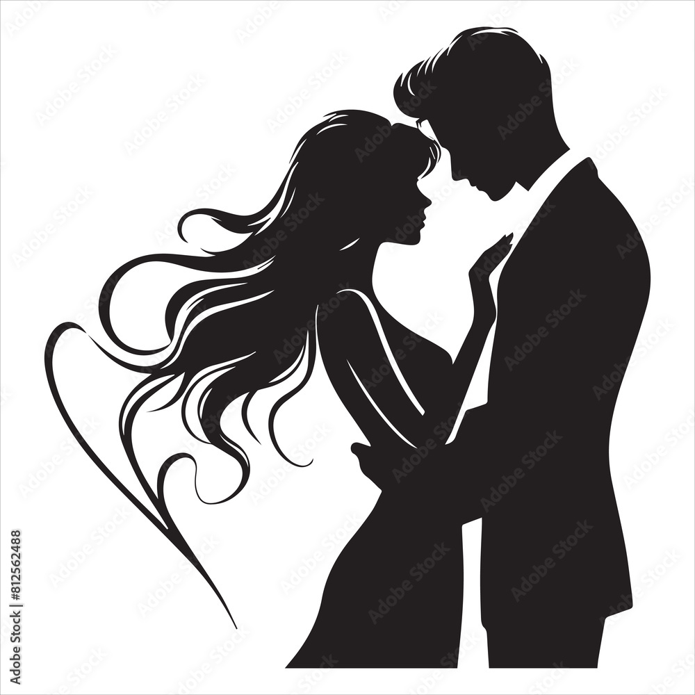 vector illustration of a silhouette of a loving couple vector illustration of a silhouette of a loving couple