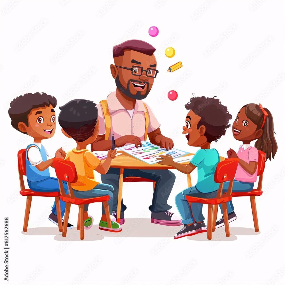 Black male teacher actively engaging with his students Black male teacher actively engaging with his students