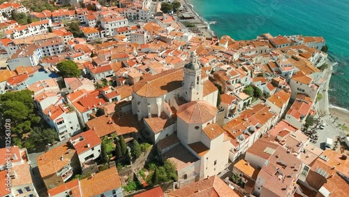 Aerial view of picturesque town of Cadaques on the Costa Brava Catalonia, Spain photo