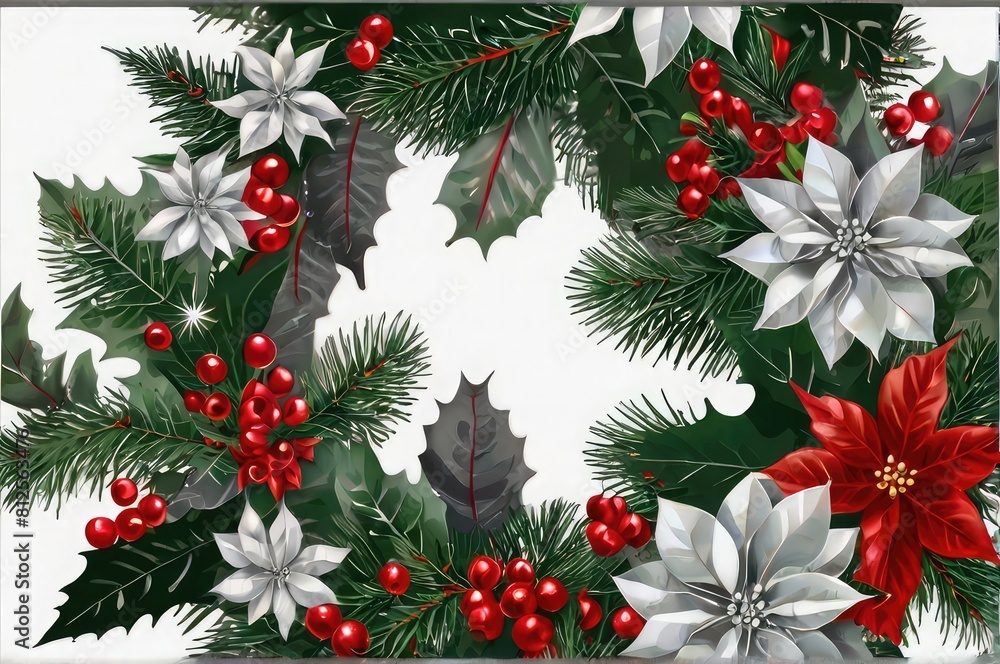 christmas wreath with holly and berries christmas wreath with holly and berries
