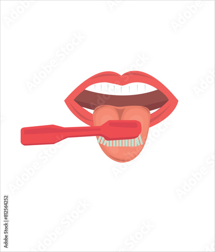 Tongue and ear parts vector set, tongue and mouth cleaning vector 