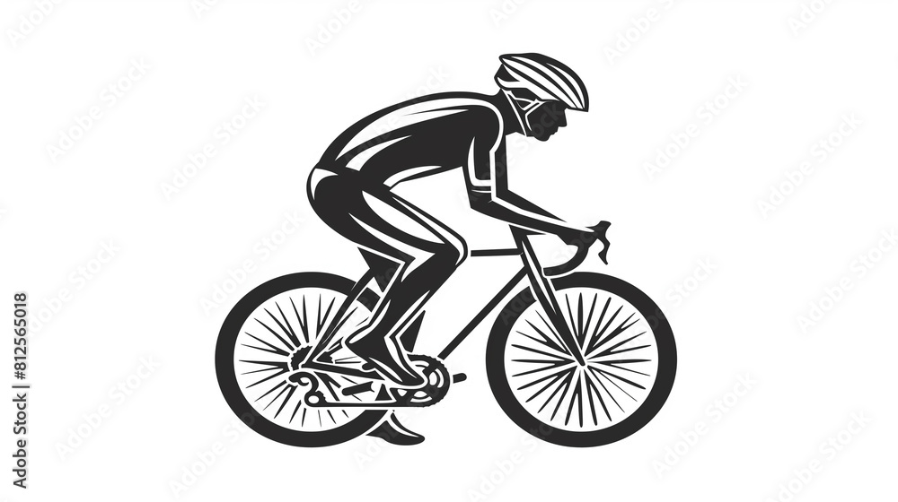 Naklejka premium Silhouette of a cyclist in motion