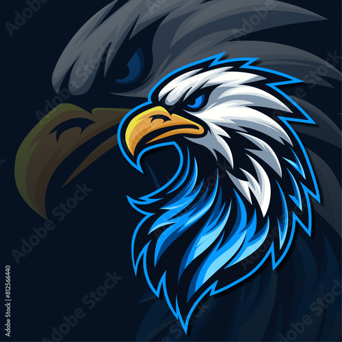 Eagle logo design in blue color