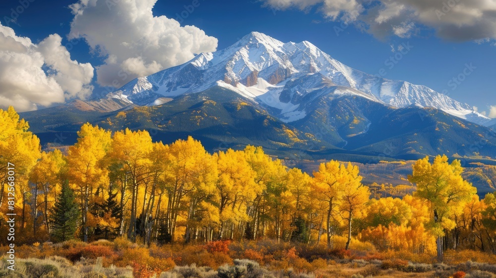 Fall Colors of Mount Sopris in the Elk Mountains of Colorado. Scenic Autumn Landscape of Juan Peak Fall Colors of Mount Sopris in the Elk Mountains of Colorado. Scenic Autumn Landscape of Juan Peak