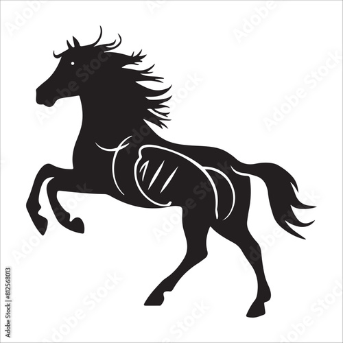 black and white vector silhouette of a Horse