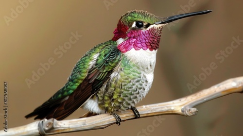 Male Calliope Hummingbird: Stunning Portrait of a Colorful Flying Bird in its Vibrant Natural photo
