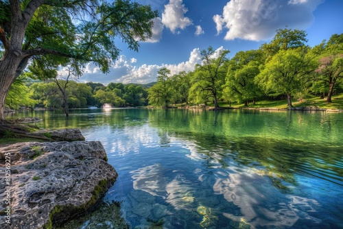 Barton Springs Austin Texas. A Serene Landscape of Nature's Beauty: River, Lake and Forest photo