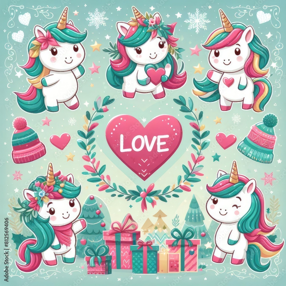 A collection of cartoon unicorns realistic attractive used for printing illustrator. A collection of cartoon unicorns realistic attractive used for printing illustrator.