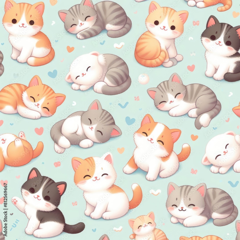 Obraz premium A pattern of cats and kittens image photo attractive has illustrative meaning used for printing illustrator.