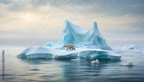 photo of a polar bear on ice that is starting to melt made by AI generative