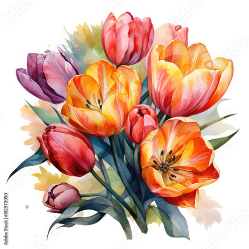 Watercolor Tulip Illustration  Generative Ai