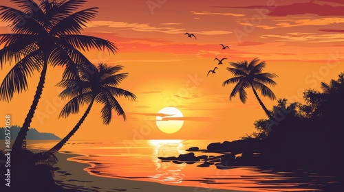 Serene silhouette of a peaceful beach scene perfect for a holiday escape