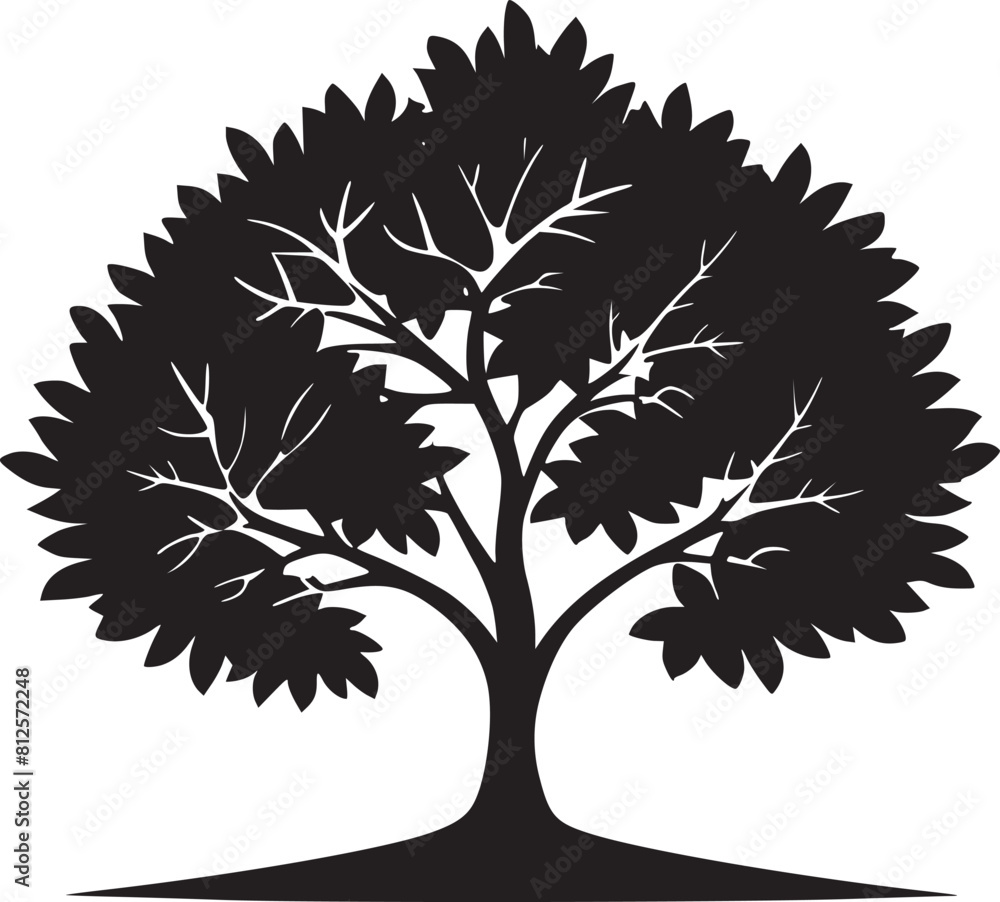 Obraz premium line art nature logo vector design oak tree inside circle, abstract tree logo symbol inside circle 