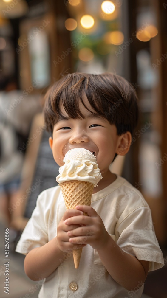 Asian boy with ice cream Asian boy with ice cream