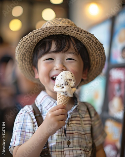 Asian boy with ice cream