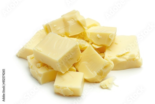 Fresh Butter Quarters Isolated on White Background. Cooking Ingredient for Dairy and Fat