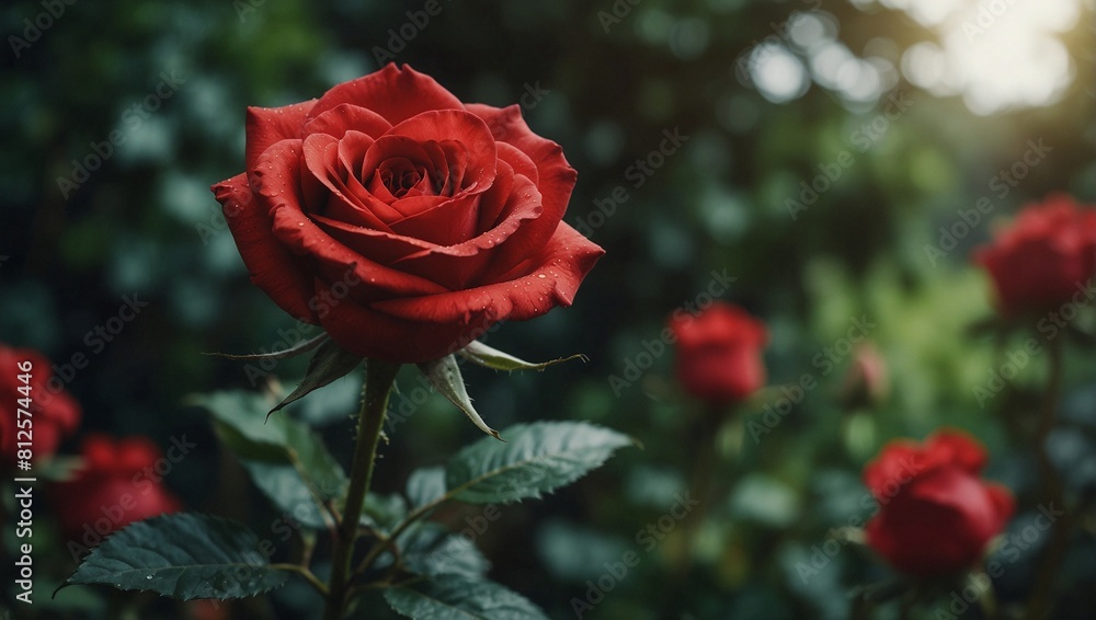 photo of beautiful red roses in the garden made by AI generative