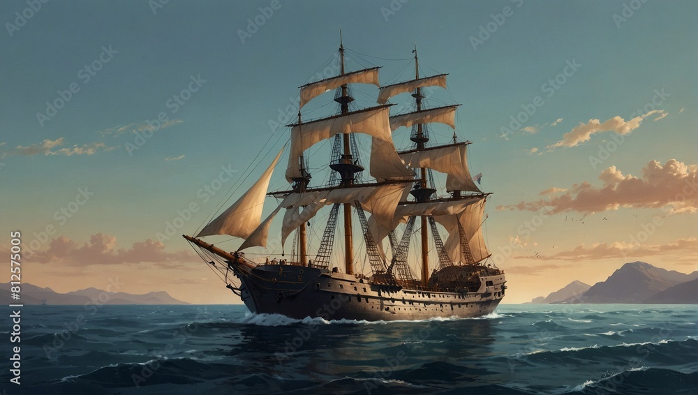 Fototapeta premium photo of a wooden cruise ship that looks epic made by AI generative