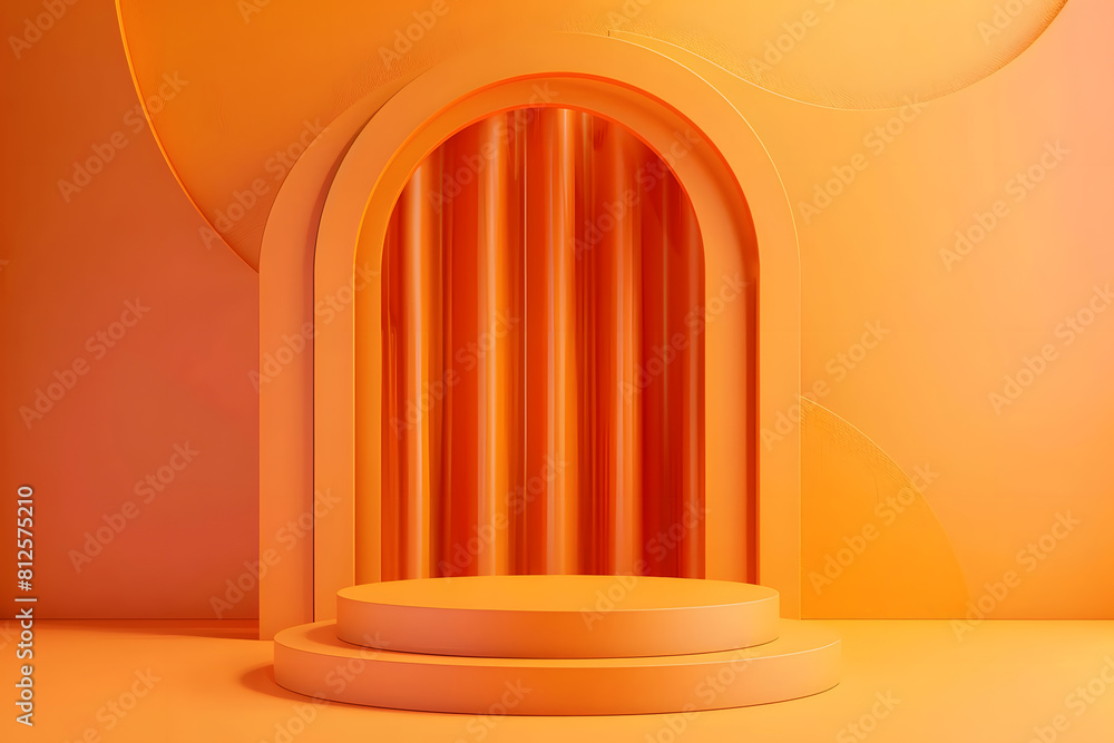 Orange podium and minimal abstract background for Halloween podium. Generative Ai. Orange podium and minimal abstract background for Halloween podium. Generative Ai.