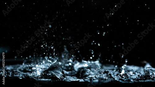 Texture of rain and fog on a black background overlay effect, Abstract splashes of rain water