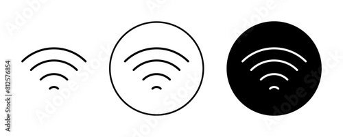 Wifi icon set. wi fi connection vector symbol. mobile phone internet wifi signal. wireless connection icon in black filled and outlined style.