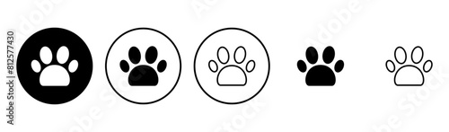 Paw icon set. paw print icon vector. dog or cat paw