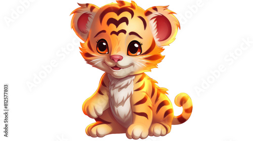cartoon clip art of baby tiger cub on a transparent background