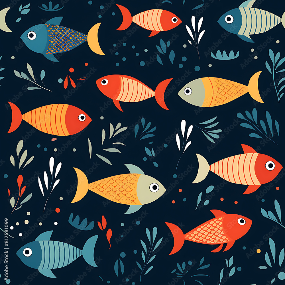 Fish seamless pattern, the beauty of design for many different graphic works Fish seamless pattern, the beauty of design for many different graphic works