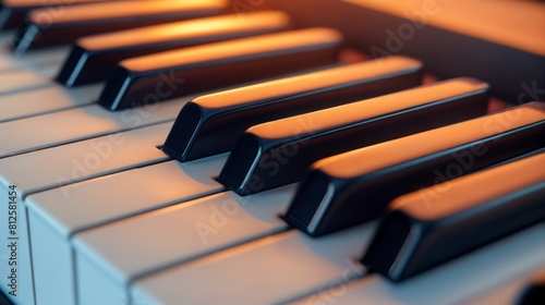 Wallpaper Mural A close-up of a piano keyboard with a warm glow illuminating the keys. Torontodigital.ca